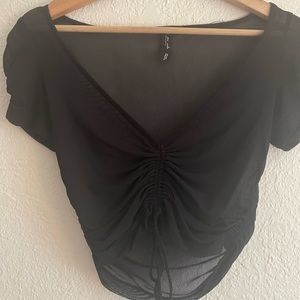 Sheer cinched crop top